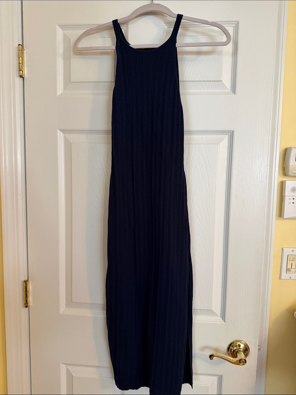 White House Black Market Navy Ribbed Maxi Tank Dress